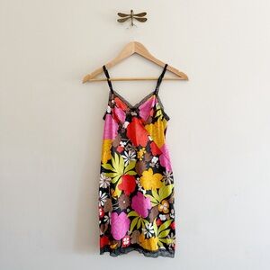 Vanity Fair Vintage Bold Floral Print Women's Slip Dress XS